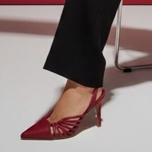 New DKNY Elegant Red Slingback Heels 9.5